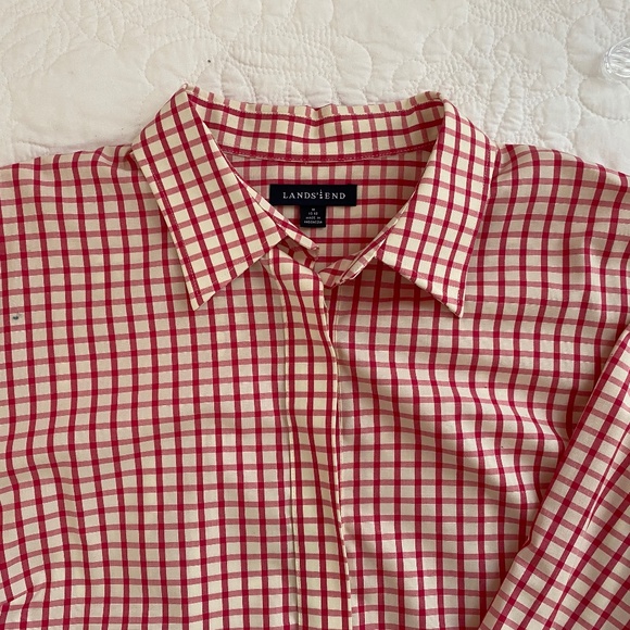 Lands End Red and White Check Tunic, Size Medium - Picture 2 of 3